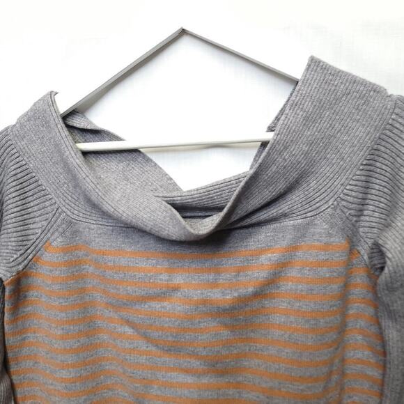 Anthropologie Elise Ribbed Tunic Size Small Gray Orange Stripe Off-the-Shoulder - Picture 9 of 9